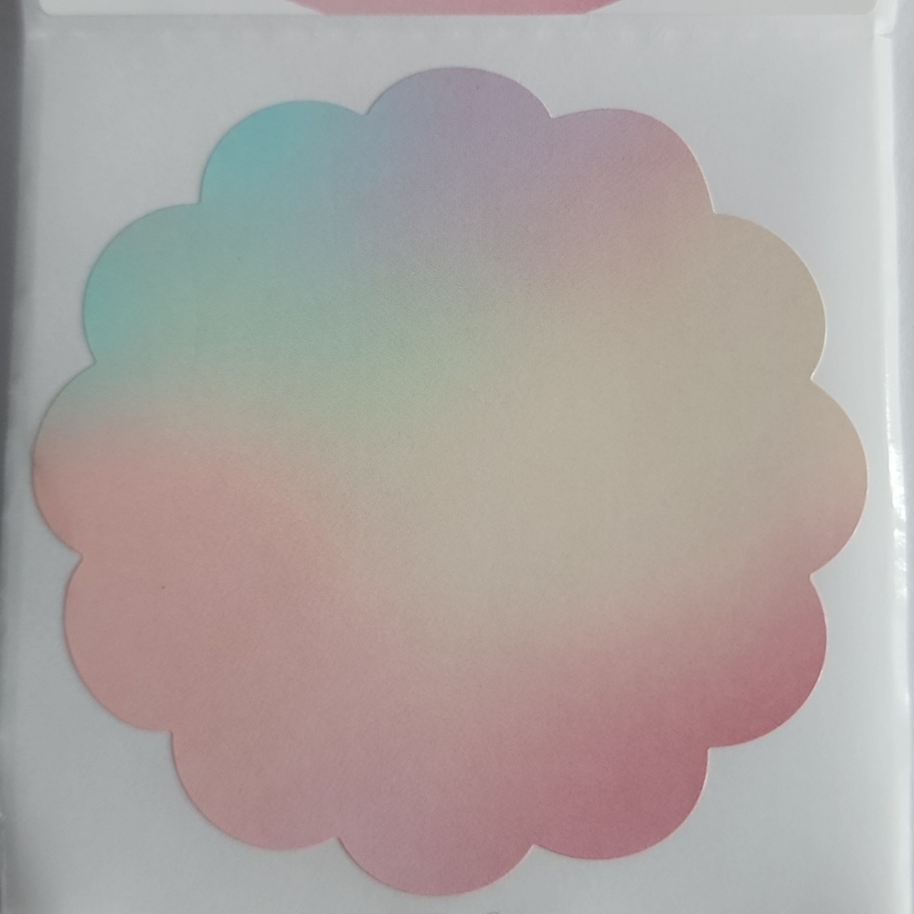 50 Thank you Stickers Thermal Scalloped flowers Glossy - Picture 2 of 5